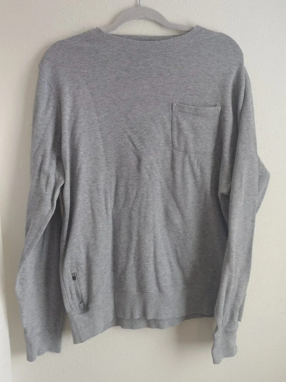 Vuori Mens Jeffrey Pullover Gray Fleece Pocket Sweater Top